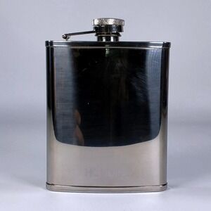 Houdini Stainless Steel Hip Flask Silver Curved Pocket Liquor Flask 6oz